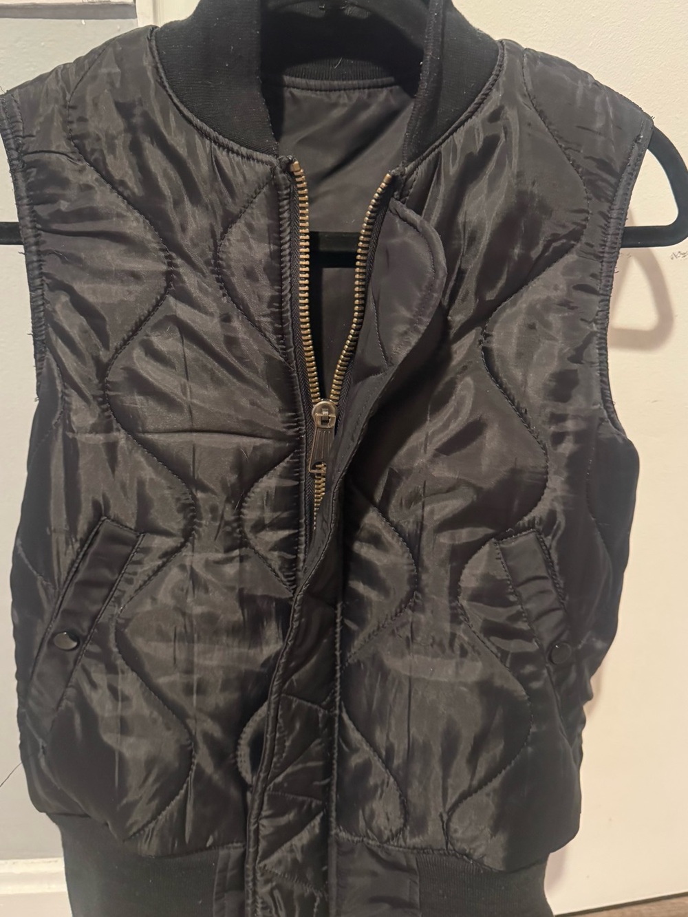 RACHEL Rachel Roy Black Quilted Reversible Bomber Vest